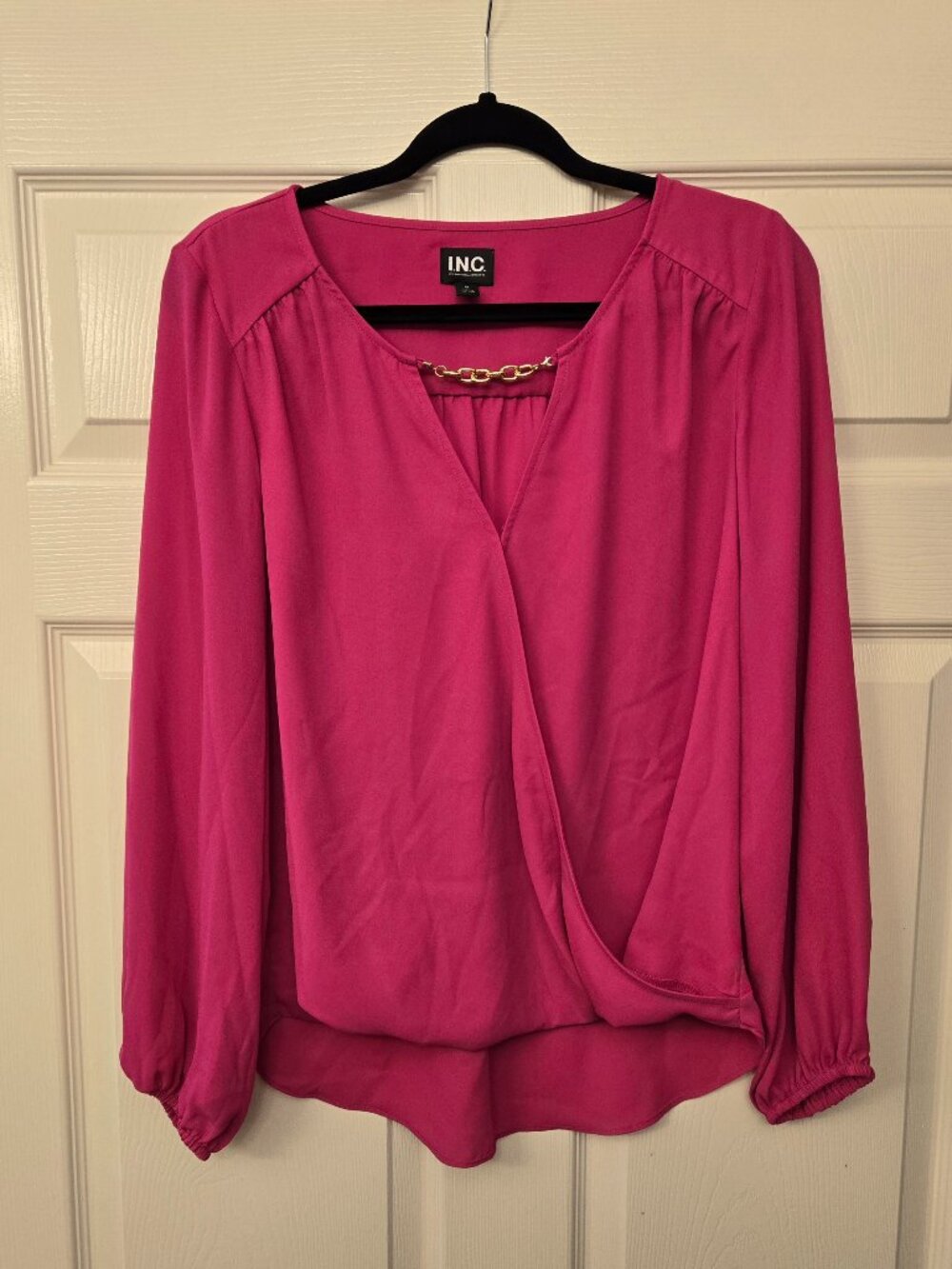 I.N.C. - Bright pink long sleeve blouse, size medium.